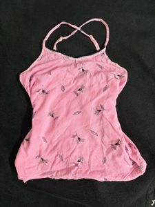 Pink floral cross strap camisole nightwear