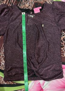 Sparkly Purple Twist Front Top