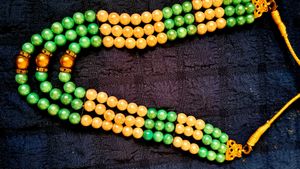 Beaded Green & Gold Necklace