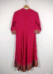 Khushal K Pink Printed V Neck Kurta (Women)