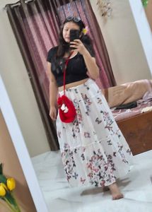Butterfly Print Peasant Skirt