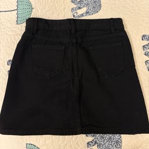 Classic Black Denim Mini Skirt