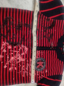 Stylish Red &amp; Black Striped Pullover