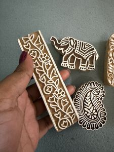 Set of 6 Printing Wooden Blocks with Diary