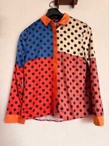 Colorful Polka Dot Button-Up Shirt