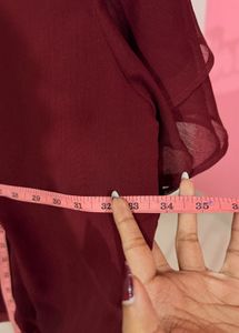 Maroon Ruffle Sleeve Top