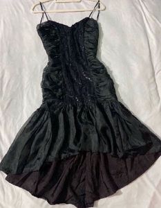 Sparkly Black Ruched High-Low Dress