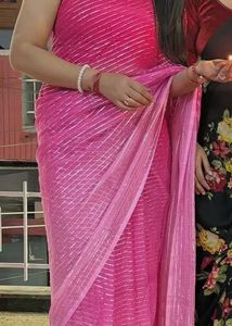 Beautiful Pink Striped Saree