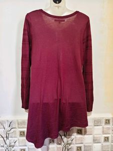 Maroon Textured A-Line Top