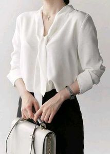 New with tag Korean Elegant White Bow Blouse