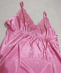 Pink Satin Babydoll Nighty For Women And Girls