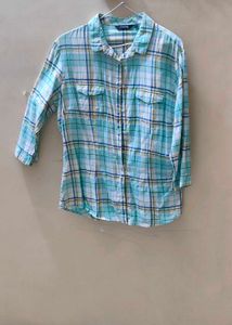 Checked Aqua Blue Shirt