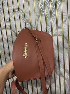 Chic Brown Handbag with Gold Chain Strap