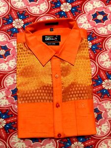 Orange Patterned Men's Shirt