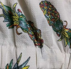 Pineapple Print White Button-Up Shirt