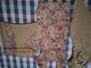 Elegant Printed Kurta  with Dhoti salwar andDupatt