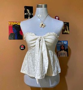 Chic White Eyelet Off-Shoulder Top