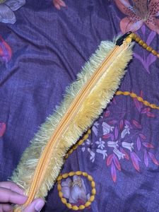 Cute Yellow Fuzzy "Hello" Clutch Bag
