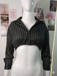 Chic Black Striped Button-Up Shirt