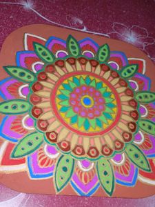 Hand-Painted Mandala Art Piece with stand