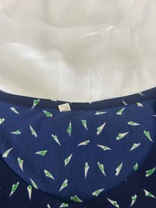 KOREAN Chic Navy Blue Printed Top