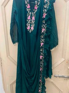Embroidered a line Kurta cum saree Set