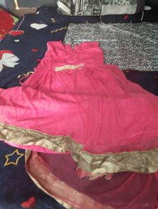 Pink Anarkali Gown Dress, With Jacket