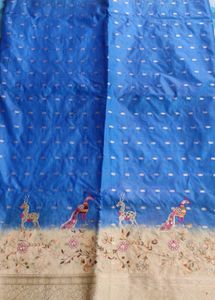 Blue Paper Silk Saree