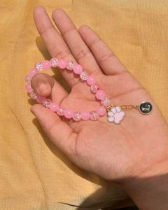 Cute Pink Paw Print Charm Bracelet