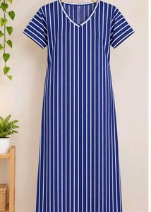 Comfortable Blue Striped Nightgown