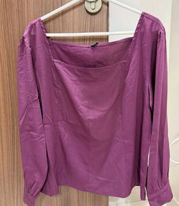 Elegant Purple Square Neck Blouse