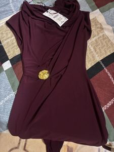 Elegant Maroon One-Shoulder Maxi Dress