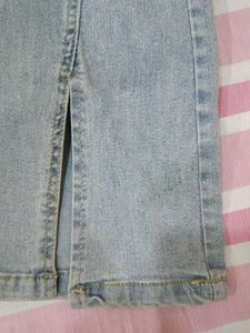 Light Wash Split Flare Jeans