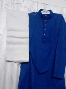 🤩💙Blue Kurta with White Pajama Set