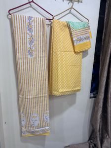 Yellow Striped Dress Material