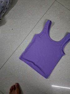 Purple Ribbed Tank Top