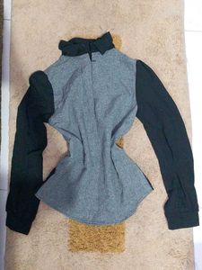 korean Stylish Grey &amp; Black Long Sleeve Top