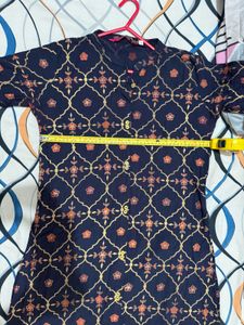 Elegant Navy Blue Printed Kurta