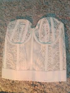 White Lace Strapless Corset Bra