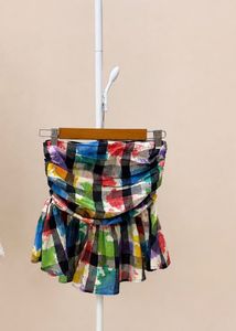 Vibrant Plaid Strapless Mini Dress