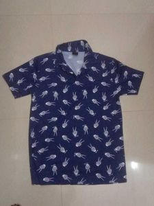 Men's Navy Skeleton Print Shirt