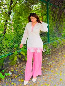 Elegant White & Pink Kurta Set