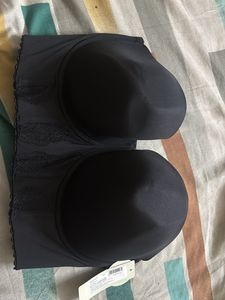 Black Strapless Bra with Lace Detail
