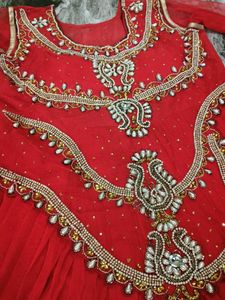 Stunning Red Embellished Anarkali Gown