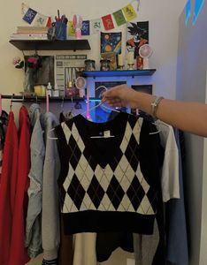 Argyle Knit Vest Top