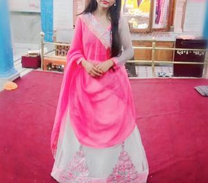 Beautiful Baby Pink &amp; White Lehenga Choli