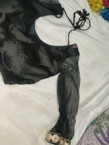 Sleek Black Satin Blouse