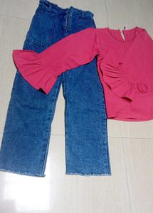 💗 Stylish Pink Top + Blue Jeans Combo