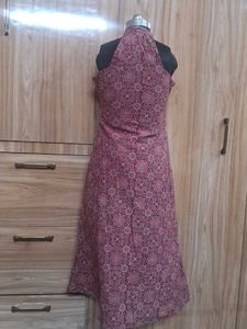 Maroon Ajrak Printed Kurta
