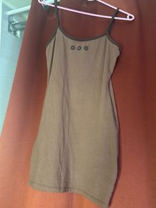 Casual Brown Spaghetti Strap Dress